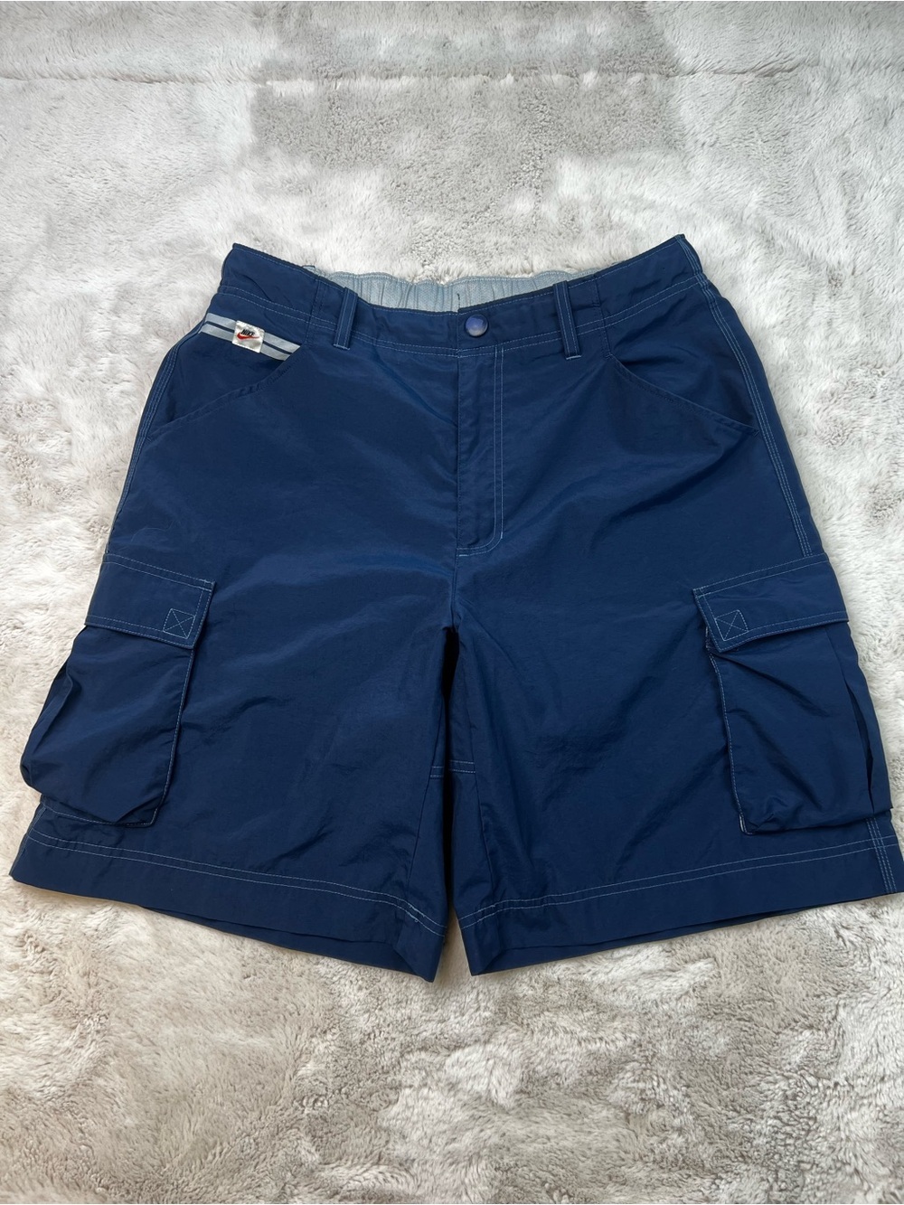 Nike Vintage Navy Blue Cargo Shorts Classic Utility Style Mens Size XL
